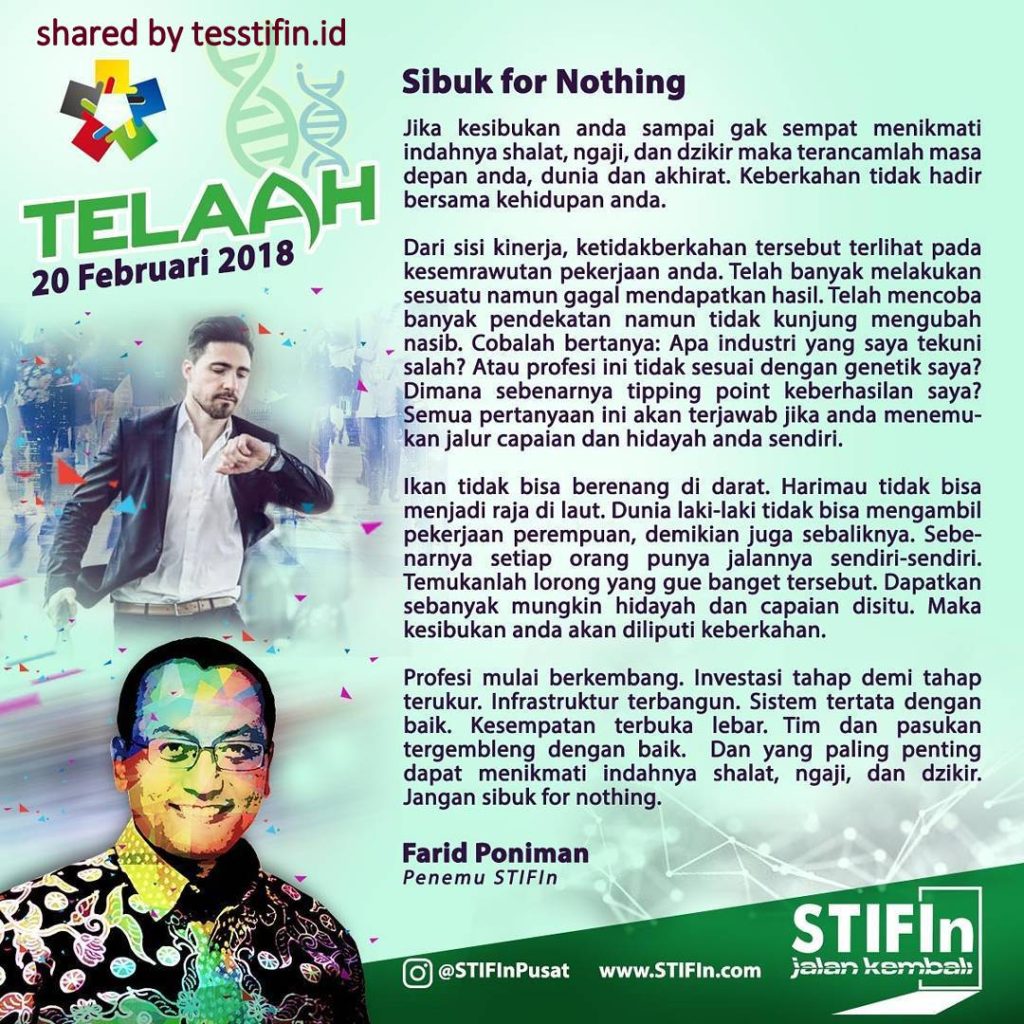 Telaah STIFIn Sibuk For Nothing Farid Poniman 1024x1024 - Telaah STIFIn : Sibuk for Nothing