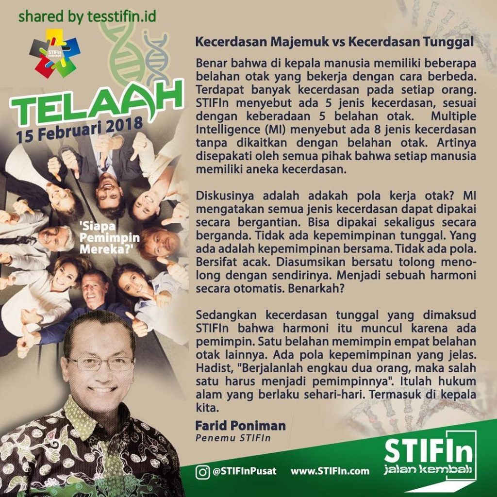 Telaah STIFIn Kecerdasan Tunggal vs Kecerdasan Majemuk Farid Poniman 1024x1024 - Telaah STIFIn : Kecerdasan Majemuk vs Kecerdasan Tunggal