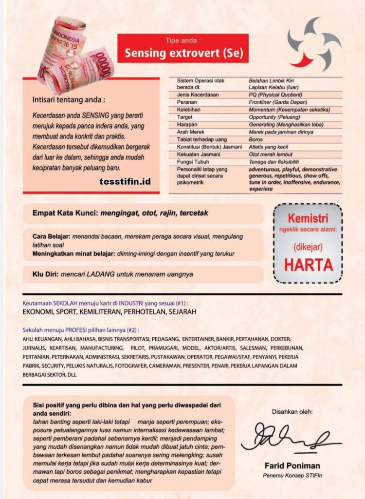 Sertifikat STIFIn Sensing extrovert Se 750x1024 - Sertifikat Tes STIFIn Sensing extrovert - Se
